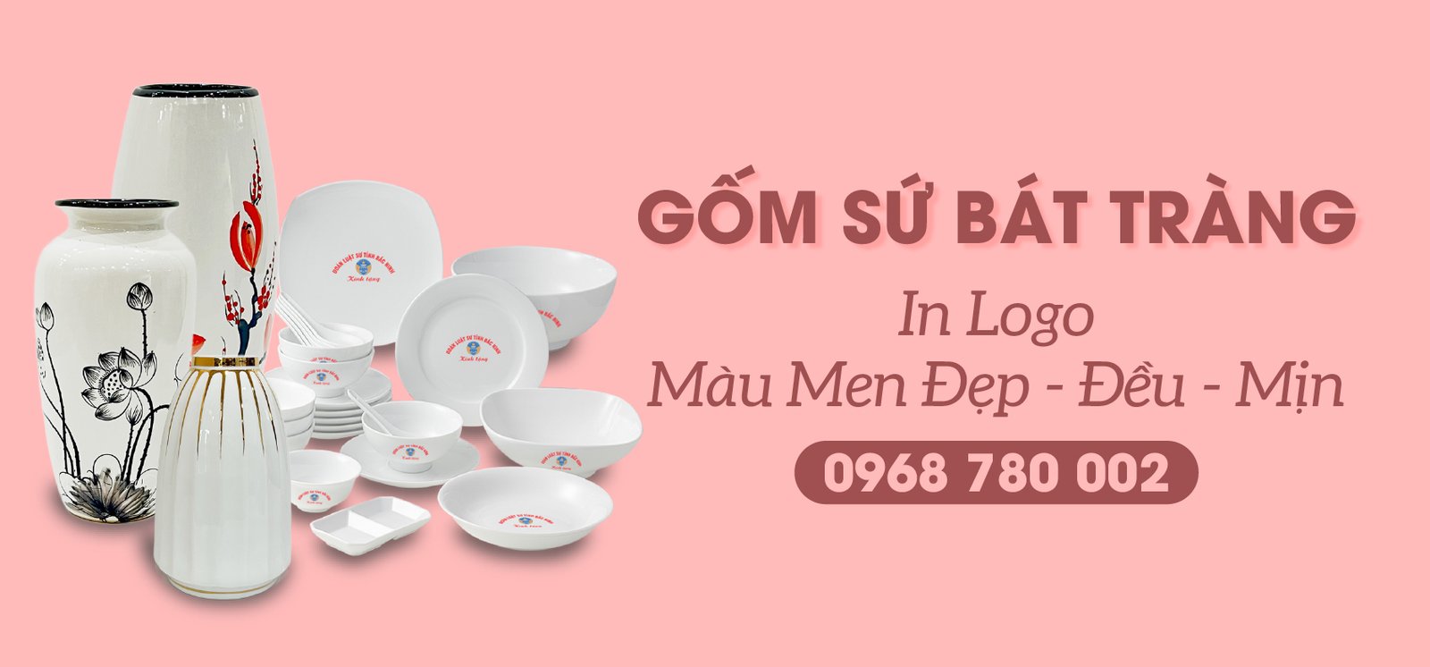 ấm chén bát tràng in logo bưởi cành