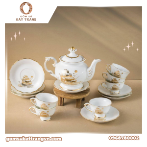 Bộ Ấm Chén Bát Tràng – Quà Tặng In Logo Được Doanh Nghiệp Yêu Thích in logo doanh nghiệp - Gốm Sứ Bát Tràng VN