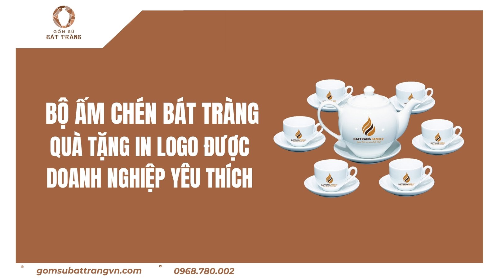 ấm chén bát tràng in logo men hỏa biến