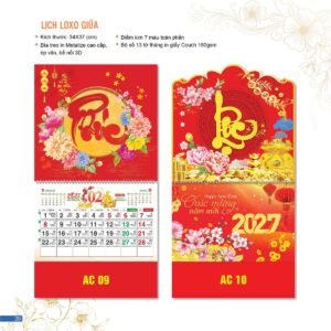 Lịch Bloc 2027 AC Mẫu AC09 (34  x  37 cm) Quà Tết Truyền Thống Gốm Sứ & Lịch in logo doanh nghiệp quà tặng Tết tại Gốm Sứ Bát Tràng & Quà Tết