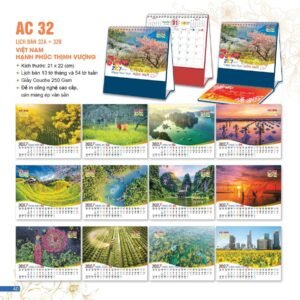 Lịch Để Bàn 2027 AC Mẫu AC32 (21 x 22 cm) Quà Tết Truyền Thống Gốm Sứ & Lịch in logo doanh nghiệp quà tặng Tết tại Gốm Sứ Bát Tràng & Quà Tết