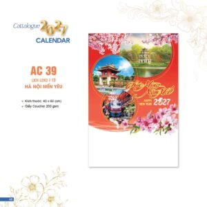 Lịch Bloc 2027 AC Mẫu AC39 (40 x 60 cm) Quà Tết Truyền Thống Gốm Sứ & Lịch in logo doanh nghiệp quà tặng Tết tại Gốm Sứ Bát Tràng & Quà Tết