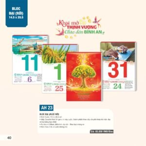 Lịch Bìa Treo 2027 AH Mẫu AH23 (13 x 19 cm) Quà Tết Truyền Thống Gốm Sứ & Lịch in logo doanh nghiệp quà tặng Tết tại Gốm Sứ Bát Tràng & Quà Tết