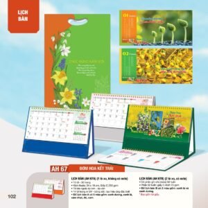 Lịch Bàn Chữ M (Có Note 52 Tuần) 2027 AH Mẫu AH67 - Lộc Xuân (24 x 16cm) Quà Tết Truyền Thống Gốm Sứ & Lịch in logo doanh nghiệp quà tặng Tết tại Gốm Sứ Bát Tràng & Quà Tết