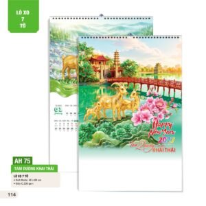 Lịch Treo Tường Lò Xo 7 Tờ 2027 AH Mẫu AH75 (40 x 60cm) Quà Tết Truyền Thống Gốm Sứ & Lịch in logo doanh nghiệp quà tặng Tết tại Gốm Sứ Bát Tràng & Quà Tết