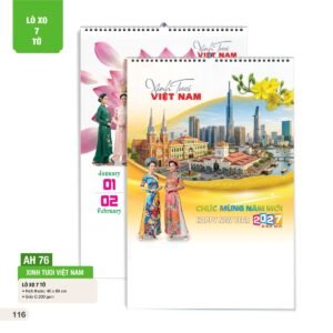 Lịch Treo Tường Lò Xo 7 Tờ 2027 AH Mẫu AH76 (40 x 60cm) Quà Tết Truyền Thống Gốm Sứ & Lịch in logo doanh nghiệp quà tặng Tết tại Gốm Sứ Bát Tràng & Quà Tết