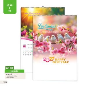 Lịch Treo Tường Lò Xo 7 Tờ 2027 AH Mẫu AH80 (40 x 60cm) Quà Tết Truyền Thống Gốm Sứ & Lịch in logo doanh nghiệp quà tặng Tết tại Gốm Sứ Bát Tràng & Quà Tết