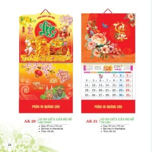 Lịch Treo Tường Lò Xo 2027 AK Mẫu AK22 (40 x 60 cm) Quà Tết Truyền Thống Gốm Sứ & Lịch in logo doanh nghiệp quà tặng Tết tại Gốm Sứ Bát Tràng & Quà Tết