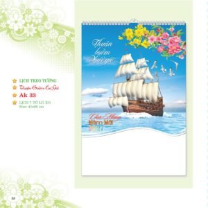 Lịch Treo Tường Lò Xo 2027 AK Mẫu AK33 (01  x  42 cm) Quà Tết Truyền Thống Gốm Sứ & Lịch in logo doanh nghiệp quà tặng Tết tại Gốm Sứ Bát Tràng & Quà Tết