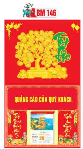 Bìa Lịch Treo Khung Đại Gắn Bloc BM 2027 BM146 - Kim Dương Phú Quý - Gốm Sứ Bát Tràng VN