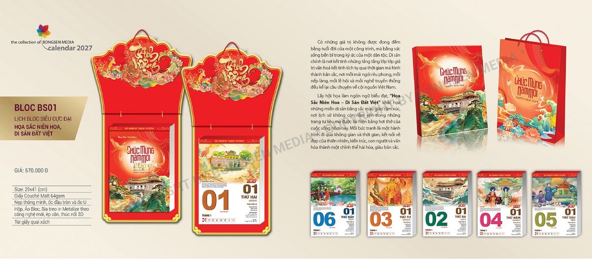Lịch Bloc Siêu Cực Đại 2027 BS01 Quà Tết Truyền Thống Gốm Sứ & Lịch