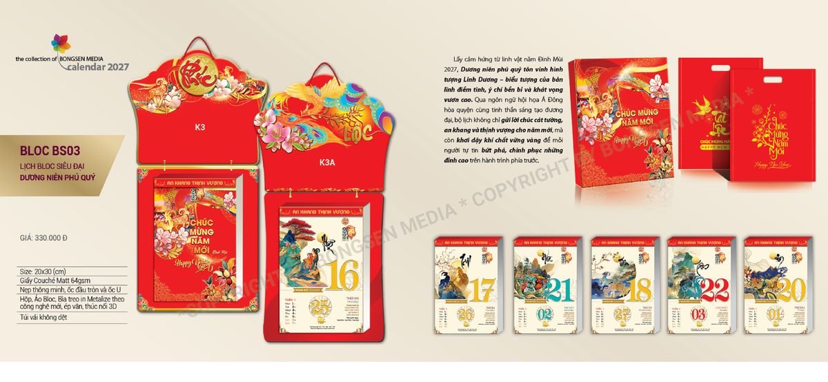 Lịch Bloc Siêu Cực Đại 2027 BS03 Quà Tết Truyền Thống Gốm Sứ & Lịch