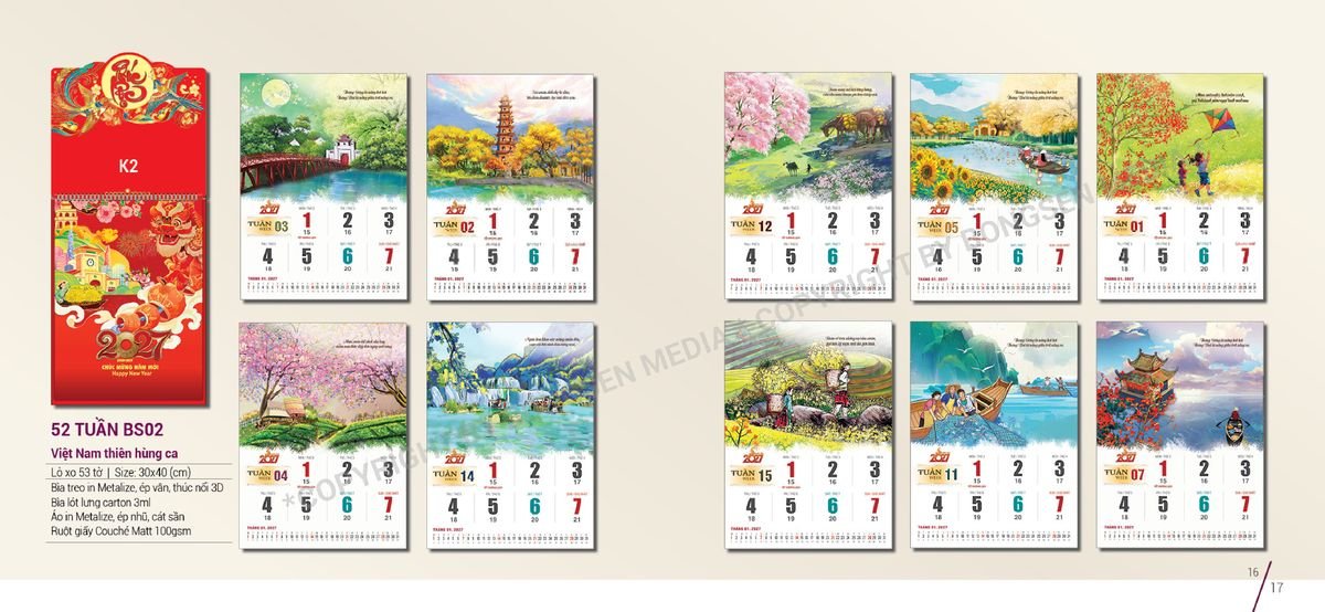 Lịch Bloc Siêu Cực Đại 2027 BS09 Quà Tết Truyền Thống Gốm Sứ & Lịch