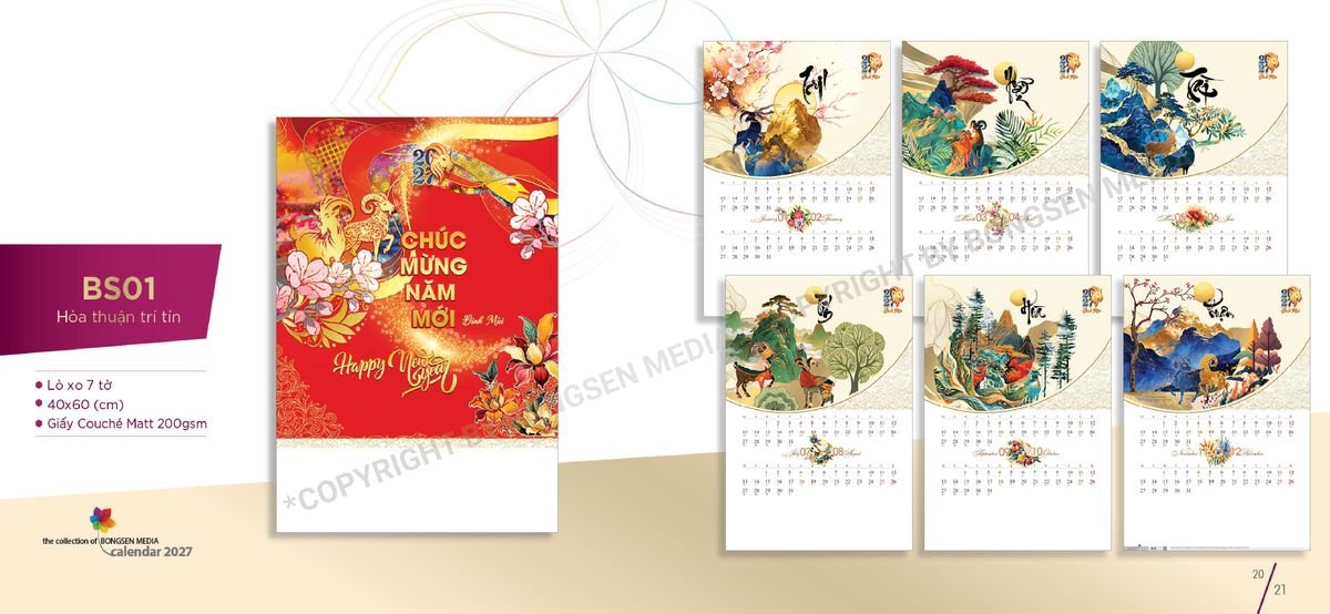 Lịch Bloc Siêu Cực Đại 2027 BS11 Quà Tết Truyền Thống Gốm Sứ & Lịch