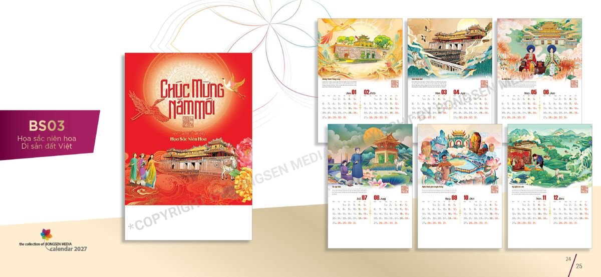 Lịch Bloc Siêu Cực Đại 2027 BS13 Quà Tết Truyền Thống Gốm Sứ & Lịch