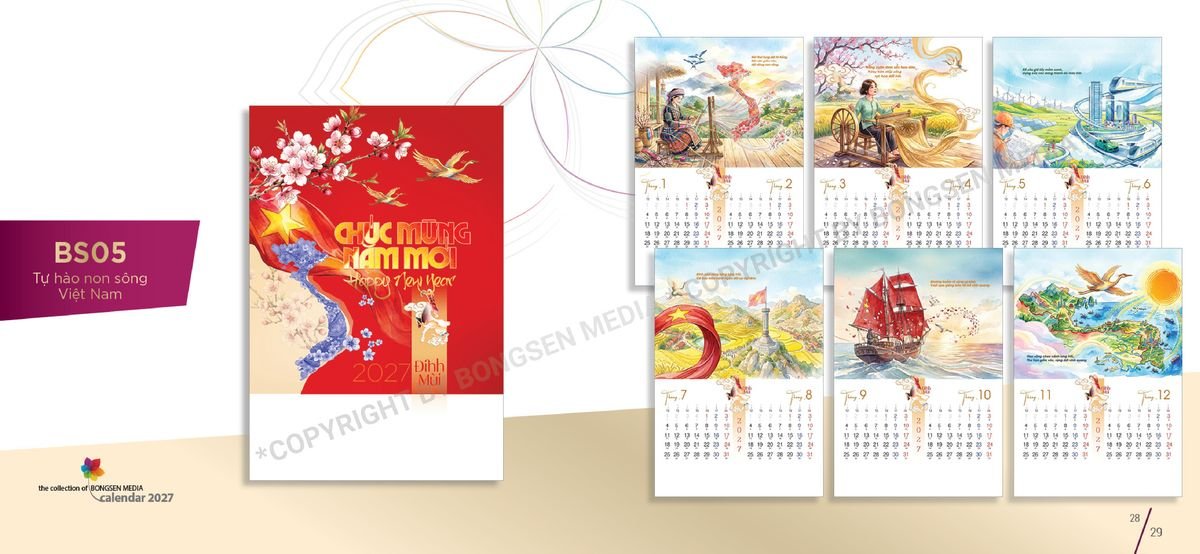 Lịch Bloc Siêu Cực Đại 2027 BS15 Quà Tết Truyền Thống Gốm Sứ & Lịch
