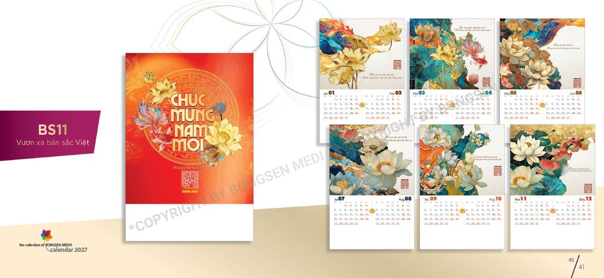 Lịch 7 Tờ Lò Xo 2027 BS21 Quà Tết Truyền Thống Gốm Sứ & Lịch
