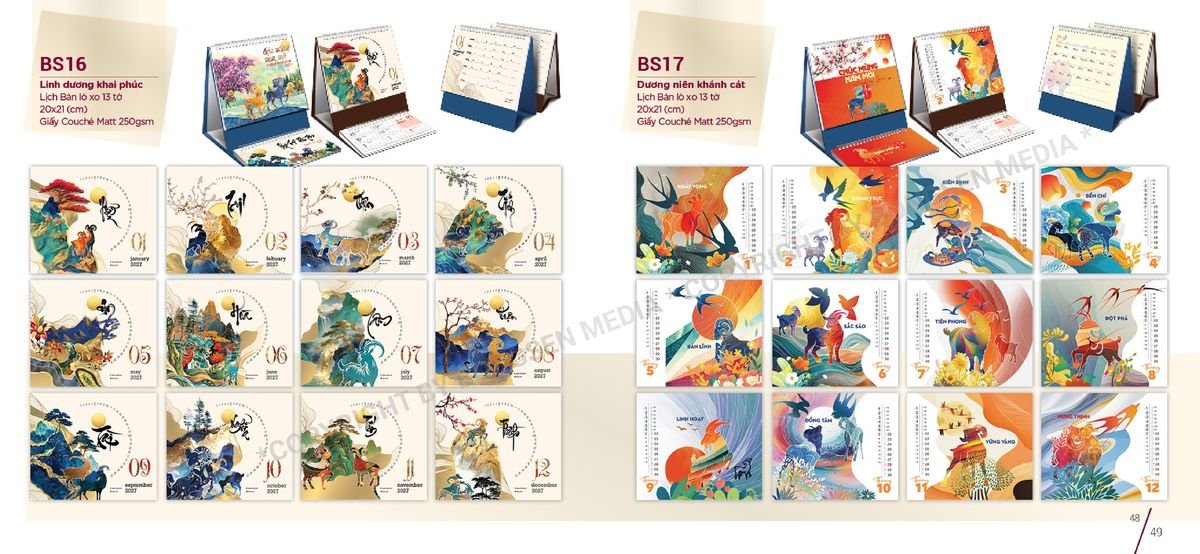 Lịch Để Bàn Nghệ Thuật 2027 BS25 Quà Tết Truyền Thống Gốm Sứ & Lịch