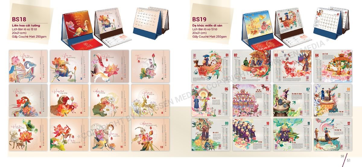 Lịch Để Bàn Nghệ Thuật 2027 BS26 Quà Tết Truyền Thống Gốm Sứ & Lịch