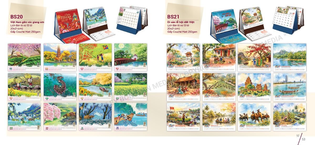 Lịch Để Bàn Nghệ Thuật 2027 BS27 Quà Tết Truyền Thống Gốm Sứ & Lịch