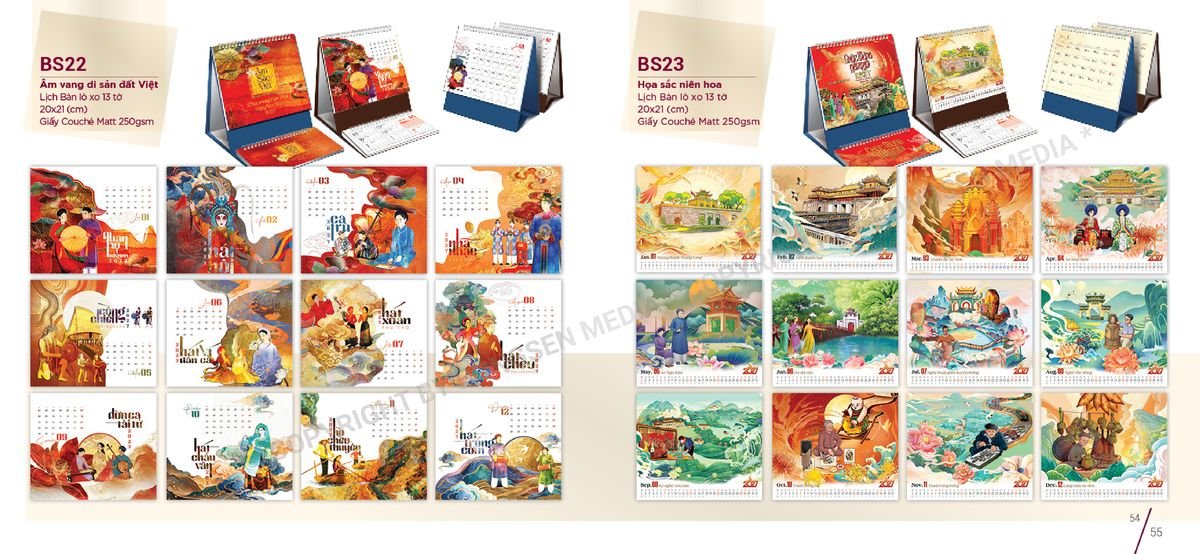 Lịch Để Bàn Nghệ Thuật 2027 BS28 Quà Tết Truyền Thống Gốm Sứ & Lịch