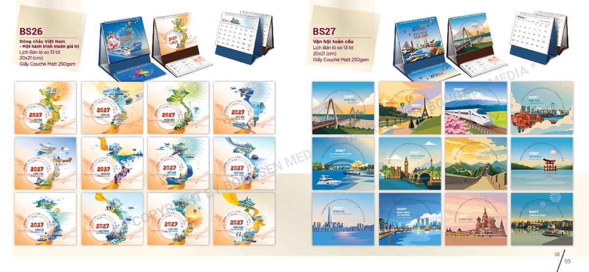 Lịch Để Bàn Nghệ Thuật 2027 BS30 Quà Tết Truyền Thống Gốm Sứ & Lịch