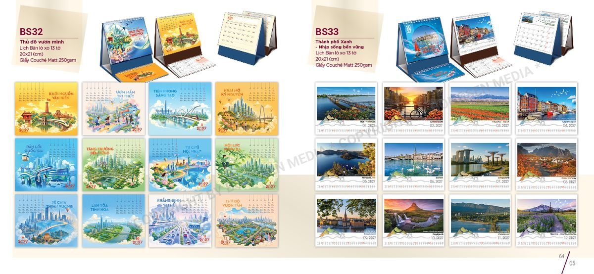 Lịch Để Bàn Nghệ Thuật 2027 BS33 Quà Tết Truyền Thống Gốm Sứ & Lịch