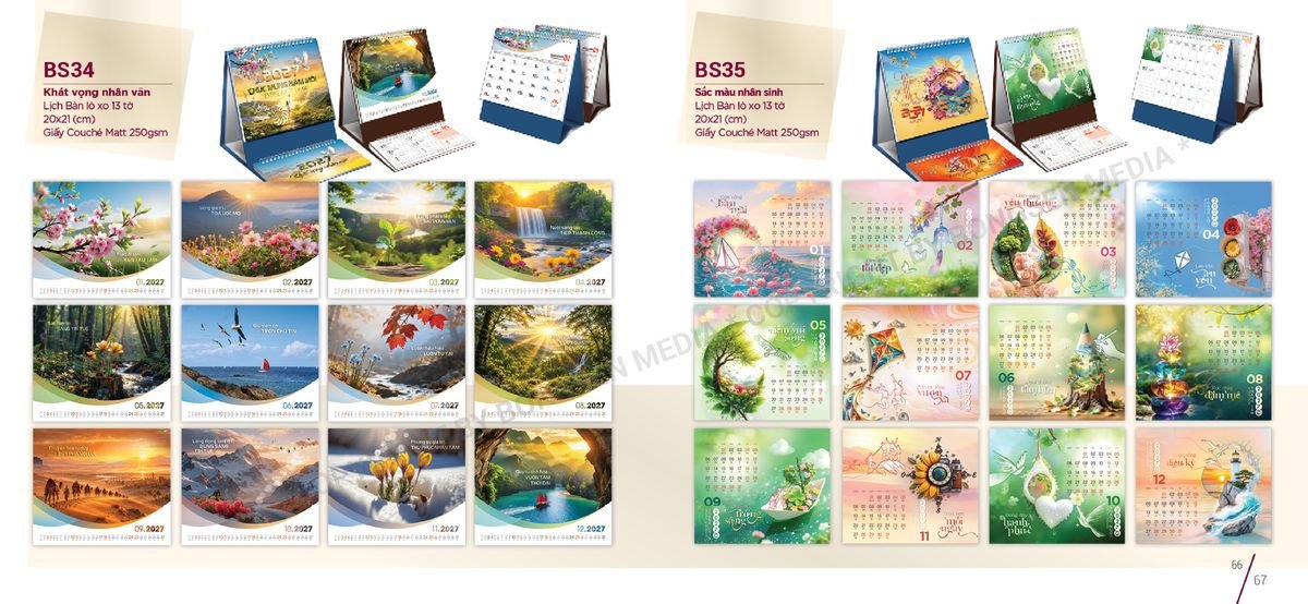 Lịch Để Bàn Nghệ Thuật 2027 BS34 Quà Tết Truyền Thống Gốm Sứ & Lịch