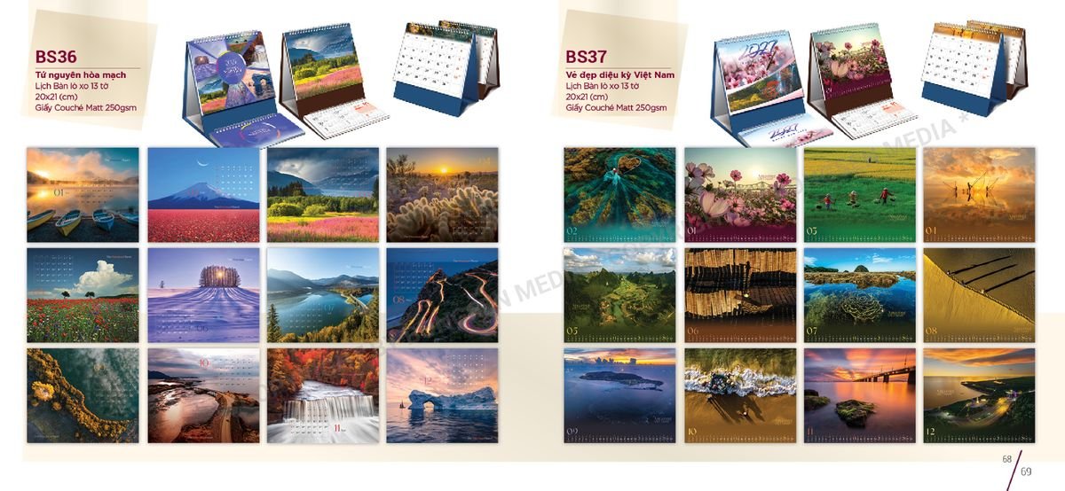 Lịch Để Bàn Nghệ Thuật 2027 BS35 Quà Tết Truyền Thống Gốm Sứ & Lịch
