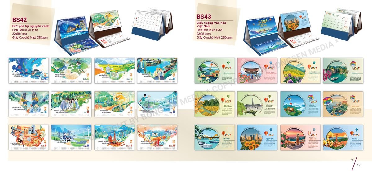 Lịch Để Bàn Nghệ Thuật 2027 BS38 Quà Tết Truyền Thống Gốm Sứ & Lịch