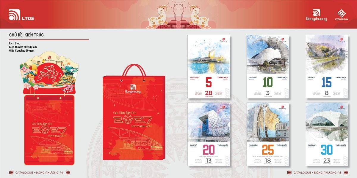 Lịch Bloc ĐP 2027 DP06 Quà Tết Truyền Thống Gốm Sứ & Lịch