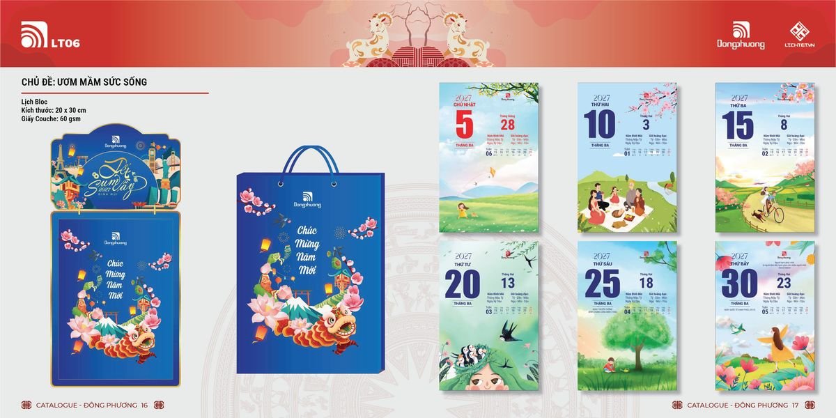 Lịch Bloc ĐP 2027 DP07 Quà Tết Truyền Thống Gốm Sứ & Lịch