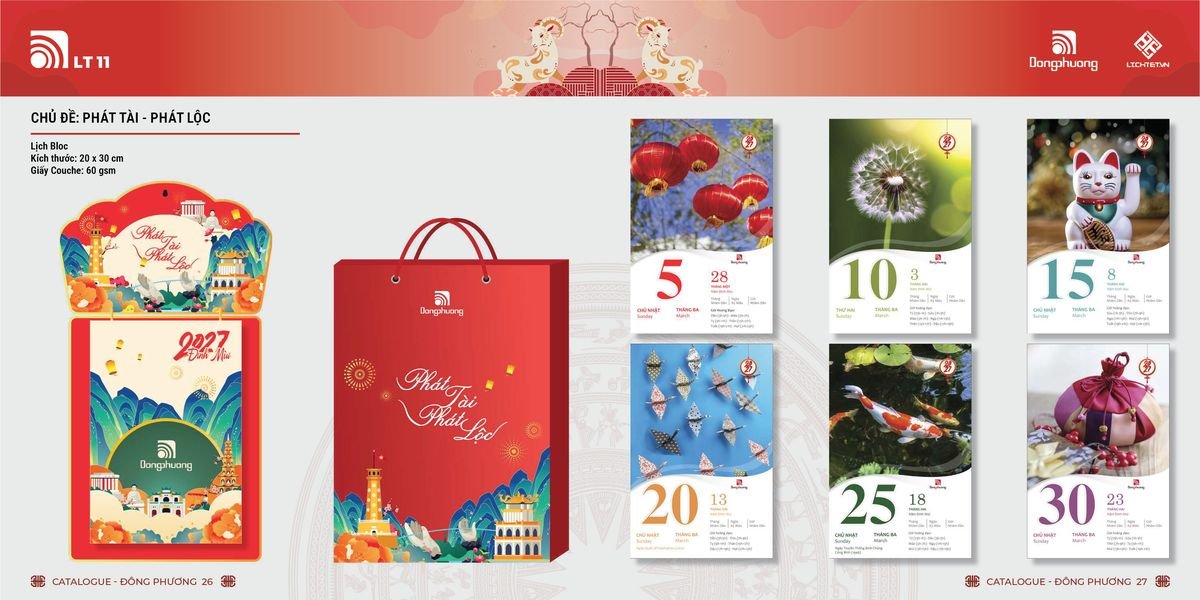 Lịch Bloc ĐP 2027 DP12 Quà Tết Truyền Thống Gốm Sứ & Lịch