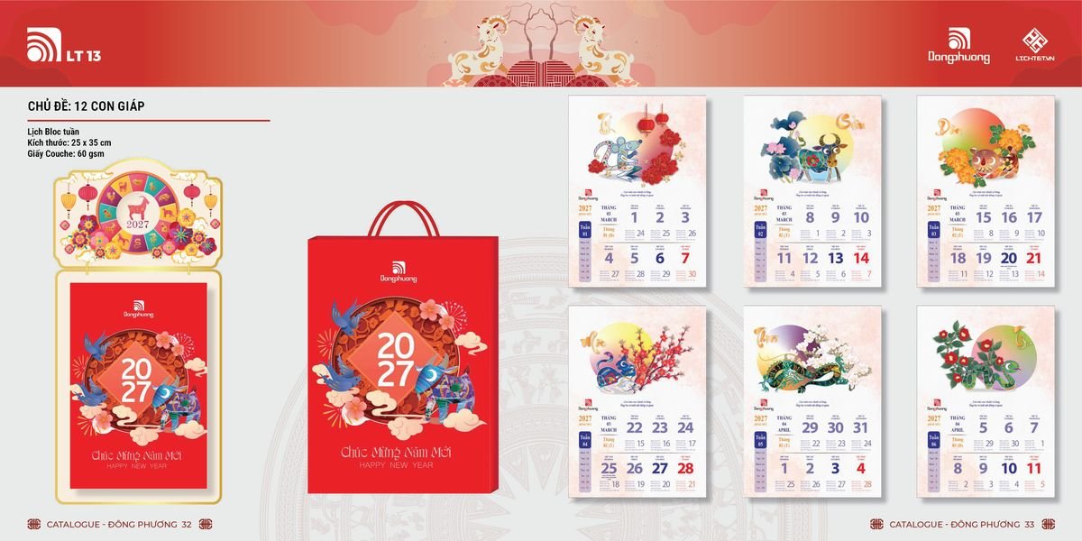 Lịch Bloc ĐP 2027 DP15 Quà Tết Truyền Thống Gốm Sứ & Lịch