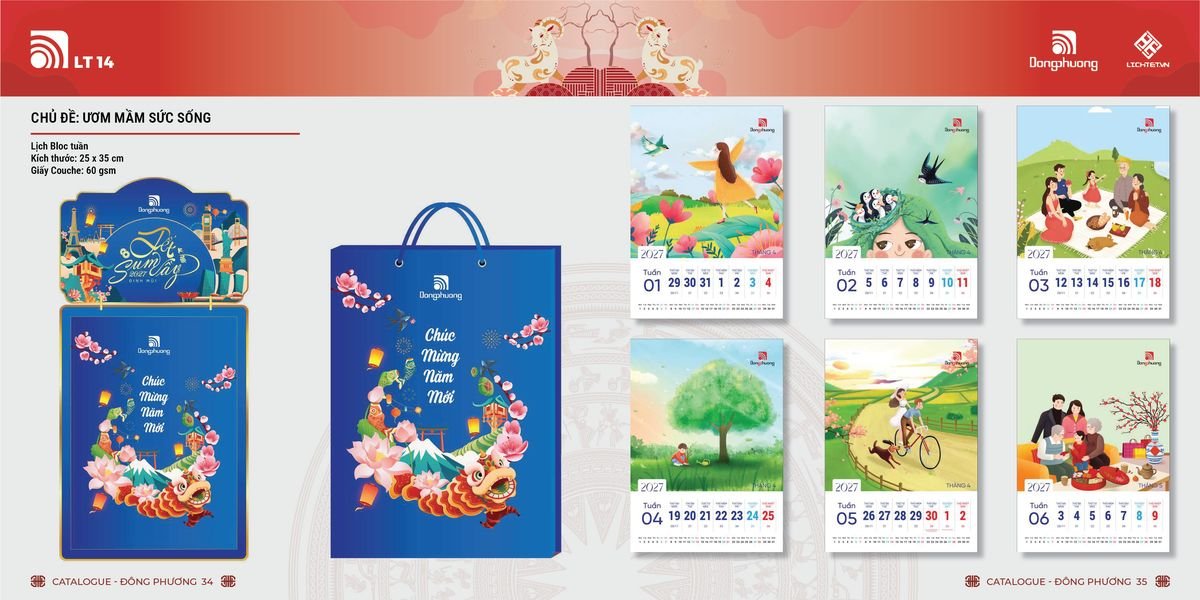 Lịch Bloc ĐP 2027 DP16 Quà Tết Truyền Thống Gốm Sứ & Lịch