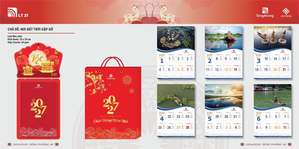 Lịch Bloc ĐP 2027 DP23 Quà Tết Truyền Thống Gốm Sứ & Lịch