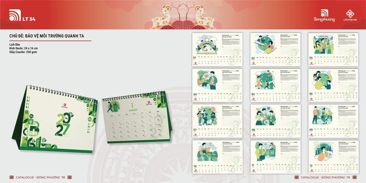 Lịch Bloc ĐP 2027 DP38 Quà Tết Truyền Thống Gốm Sứ & Lịch