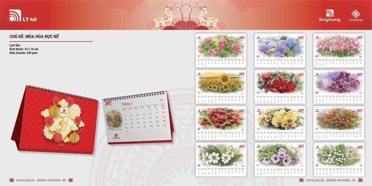 Lịch Bloc ĐP 2027 DP44 Quà Tết Truyền Thống Gốm Sứ & Lịch