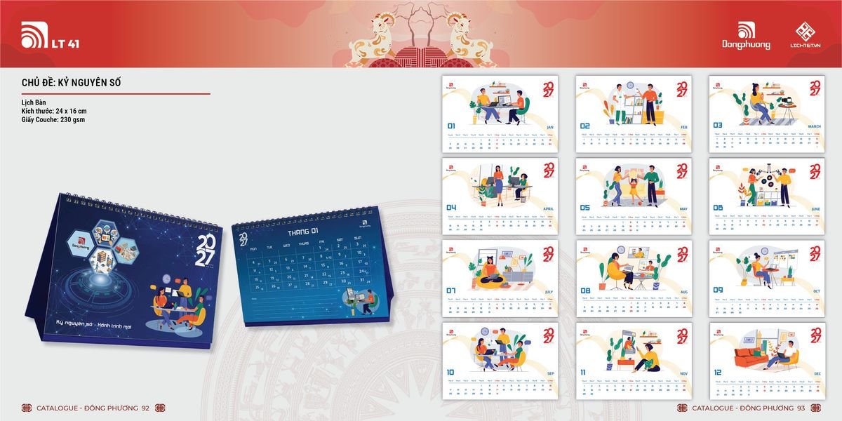 Lịch Bloc ĐP 2027 DP45 Quà Tết Truyền Thống Gốm Sứ & Lịch