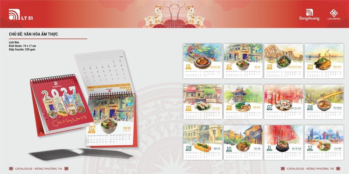 Lịch Bloc ĐP 2027 DP56 Quà Tết Truyền Thống Gốm Sứ & Lịch