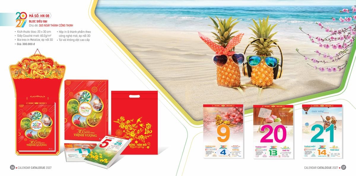 Lịch Bloc Hoa Niên 2027 ĐP DPHN07 Quà Tết Truyền Thống Gốm Sứ & Lịch