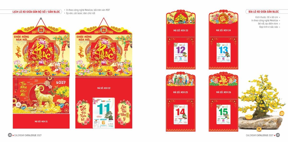 Lịch Bloc Hoa Niên 2027 ĐP DPHN23 Quà Tết Truyền Thống Gốm Sứ & Lịch