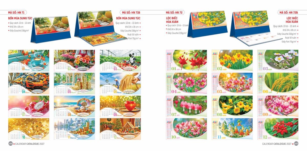 Lịch Bloc Hoa Niên 2027 ĐP DPHN50 Quà Tết Truyền Thống Gốm Sứ & Lịch