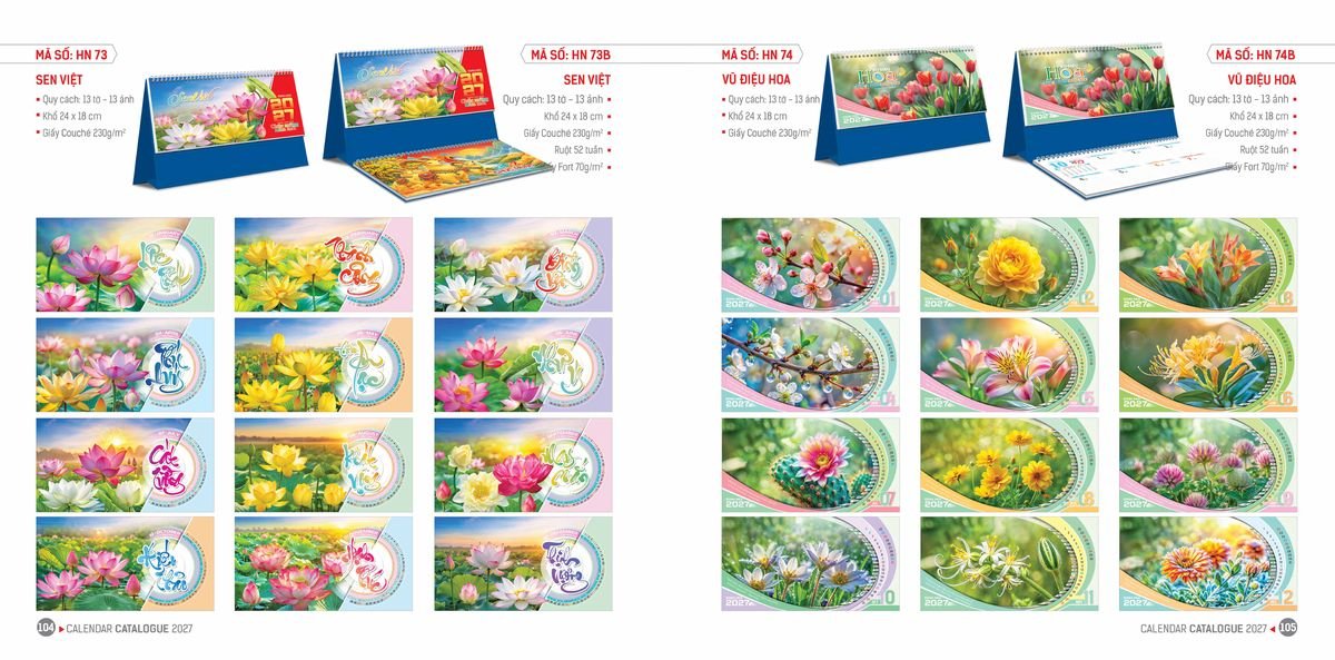 Lịch Bloc Hoa Niên 2027 ĐP DPHN51 Quà Tết Truyền Thống Gốm Sứ & Lịch