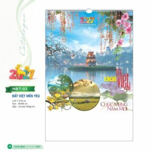 Lịch Treo Tường Lò Xo 2027 HBT Mẫu HBT03 (40 x 60cm) Quà Tết Truyền Thống Gốm Sứ & Lịch in logo doanh nghiệp quà tặng Tết tại Gốm Sứ Bát Tràng & Quà Tết