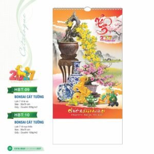 Lịch Treo Tường Lò Xo 2027 HBT Mẫu HBT09 (36 x 70cm) Quà Tết Truyền Thống Gốm Sứ & Lịch in logo doanh nghiệp quà tặng Tết tại Gốm Sứ Bát Tràng & Quà Tết
