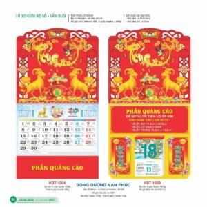 Lịch Treo Tường Lò Xo 2027 HBT Mẫu HBT100B (23  x  24 cm) Quà Tết Truyền Thống Gốm Sứ & Lịch in logo doanh nghiệp quà tặng Tết tại Gốm Sứ Bát Tràng & Quà Tết