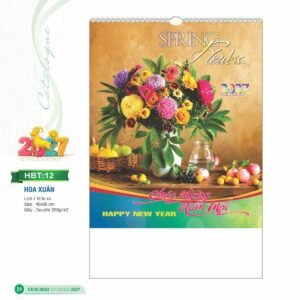 Lịch Treo Tường Lò Xo 2027 HBT Mẫu HBT12 (40 x 60cm) Quà Tết Truyền Thống Gốm Sứ & Lịch in logo doanh nghiệp quà tặng Tết tại Gốm Sứ Bát Tràng & Quà Tết