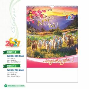 Lịch Treo Tường Lò Xo 2027 HBT Mẫu HBT15 (40 x 60cm) Quà Tết Truyền Thống Gốm Sứ & Lịch in logo doanh nghiệp quà tặng Tết tại Gốm Sứ Bát Tràng & Quà Tết