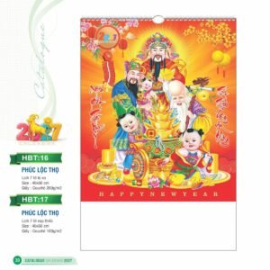 Lịch Treo Tường Lò Xo 2027 HBT Mẫu HBT16 - Phúc Lộc Thọ (40 x 60cm) Quà Tết Truyền Thống Gốm Sứ & Lịch in logo doanh nghiệp quà tặng Tết tại Gốm Sứ Bát Tràng & Quà Tết